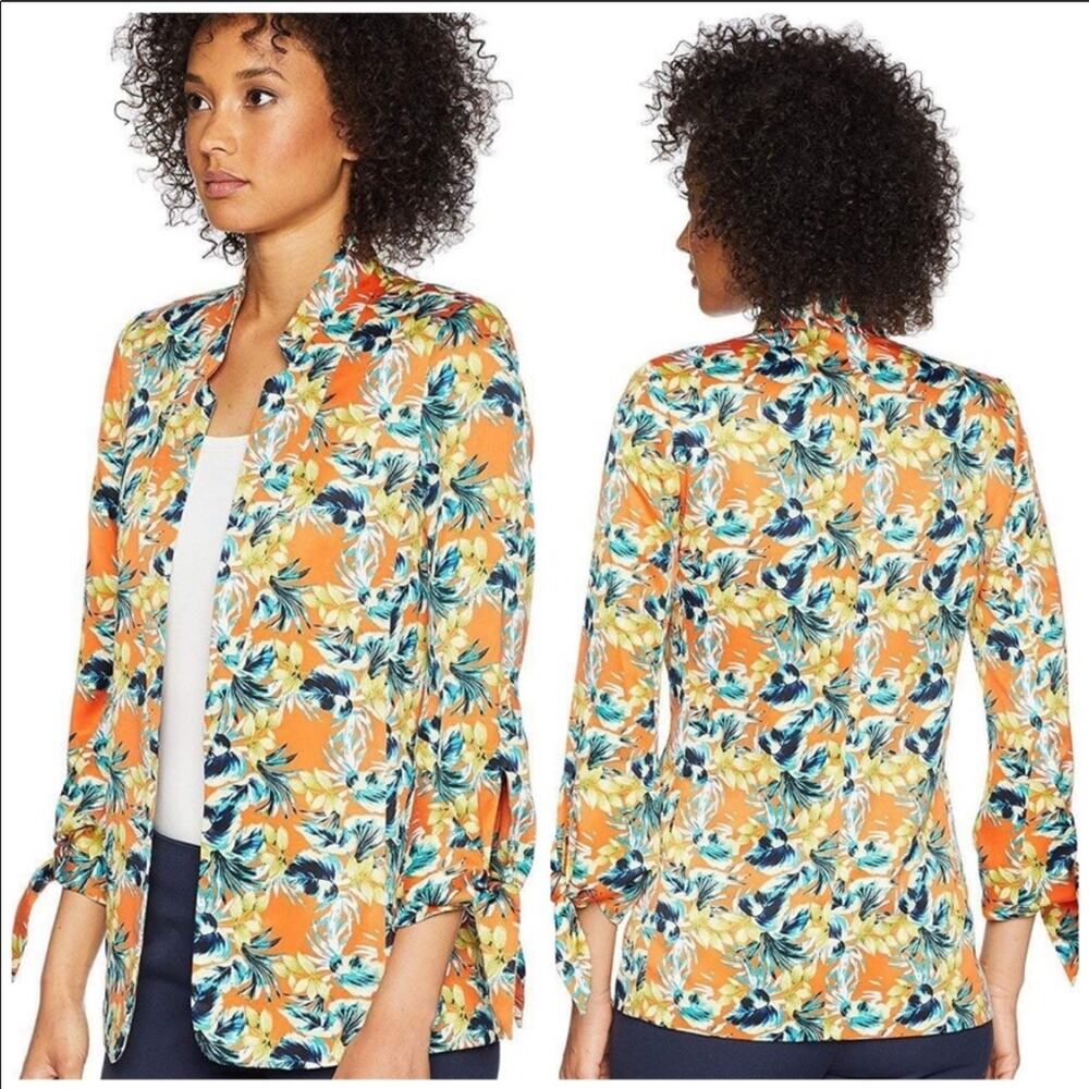 ⭐ 🔥 50% OFF SALE — FINAL PRICETahari ASL Orange Floral Blazer Jacket Size 2 NWT - Picture 9 of 14